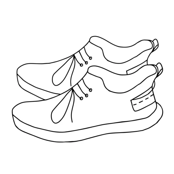 Vacker Handritad Mode Vektor Illustration Ett Par Sport Sneakers Isolerad — Stock vektor
