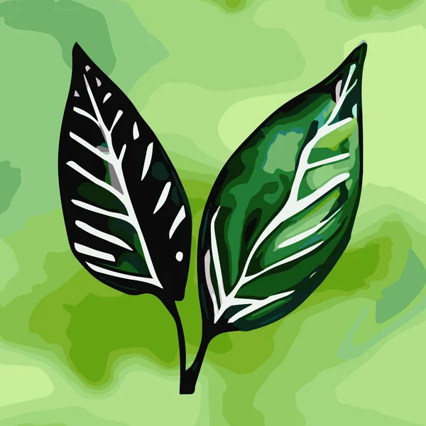 Illustration Green Leaves Light Background — Stock Vector