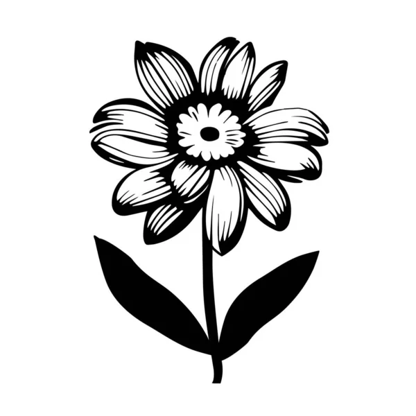 Векторна Ілюстрація Однієї Чорної Квітки Соняшнику Ізольовано Білому Тлі — стоковий вектор