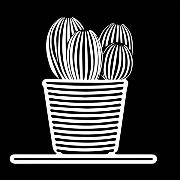 Белая Набросок Руки Рисунок Векторной Иллюстрации Декоративного Кактуса Ежа Растение — стоковый вектор
