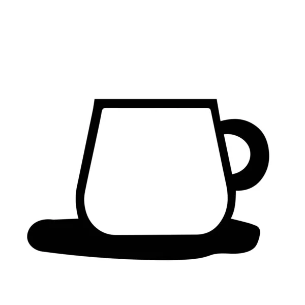 Черно Белая Векторная Иллюстрация Контура Чашки Горячего Чая Кофе Белом — стоковый вектор