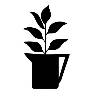 Beyaz bir arkaplanda izole edilmiş bir çaydanlıkta bulunan dekoratif bir bitkinin çizim el çizimi çizimi çizimi çizimi.