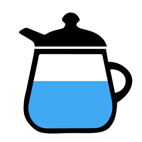 Черная Ручная Иллюстрация Глиняного Чайника Абстрактным Рисунком Холодной Водой Чая — стоковый вектор