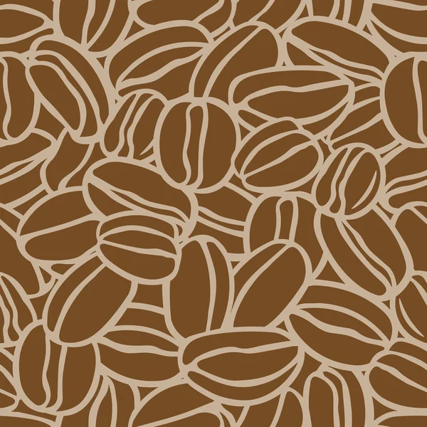 Eine Braun Handgezeichnete Vektorillustration Einer Gruppe Von Kaffeebohnen Nahtloses Muster — Stockvektor