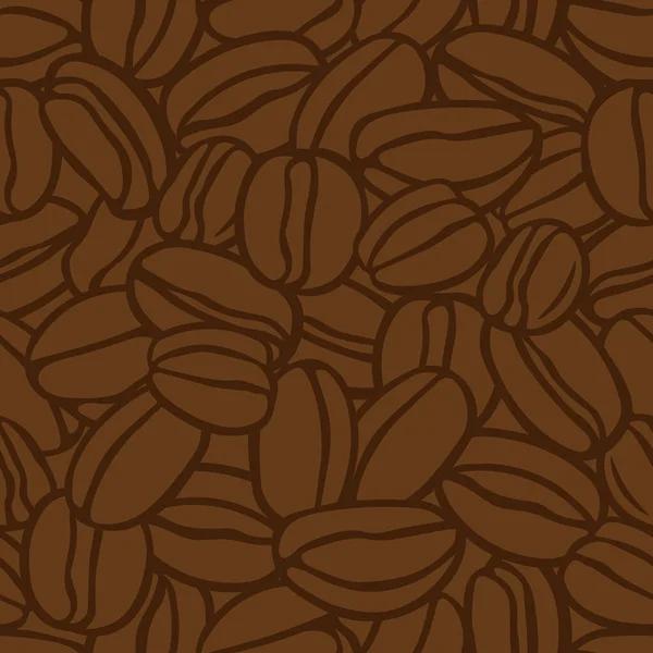 一组咖啡豆的褐色手绘矢量图解 无缝图案 — 图库矢量图片