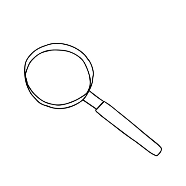 白色背景上隔离的放大镜的手工绘制的黑色矢量图 — 图库矢量图片