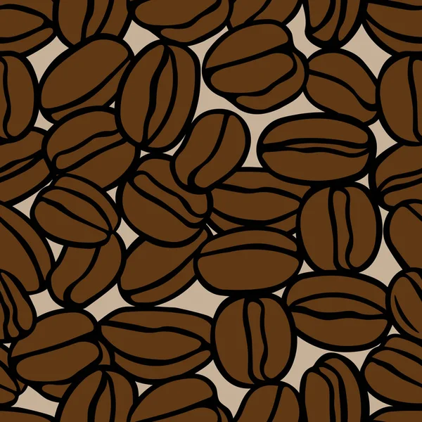 Hnědá Ručně Kreslená Vektorová Ilustrace Skupiny Kávových Zrn Bezproblémový Vzor — Stockový vektor