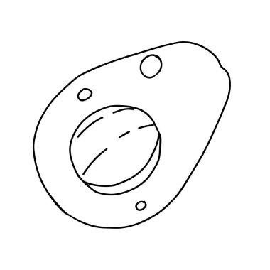 Beyaz arka planda izole edilmiş bir avokadonun Siyah Vektör çizimi