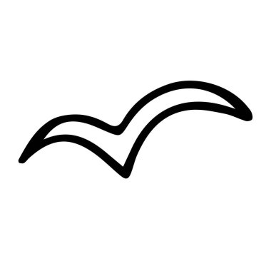 Bir martı kuşunun el çizimi bir siyah vektör çizimi boyama kitabı için beyaz bir zemin üzerinde uçuyor