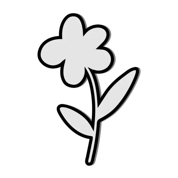 Vector Sticker One Gray Flower Isolated White Background — Stock Vector