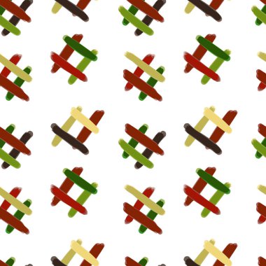 Renkli kare palet elle çizilmiş fırça darbesinin, beyaz arkaplanda izole edilmiş, pürüzsüz bir deseni.