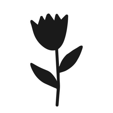 Koyu gri bir lale veya beyaz bir arka planda izole edilmiş çan çiçeğine ait bir Vektör çıkartması.