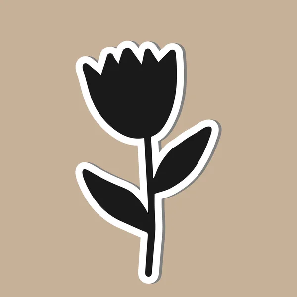 Векторна Наклейка Одного Темно Сірого Тюльпана Або Квітки Дзвінка Ізольовані — стоковий вектор