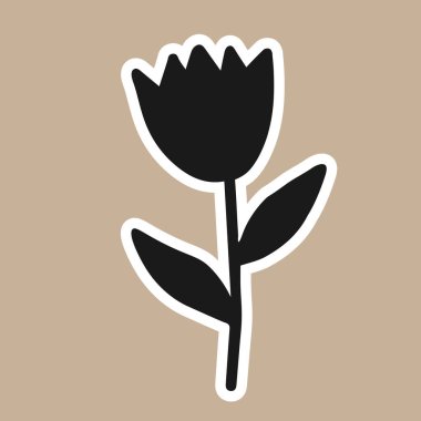 Koyu gri bir lale veya bej bir arkaplanda izole edilmiş çan çiçeğine ait bir Vektör çıkartması.