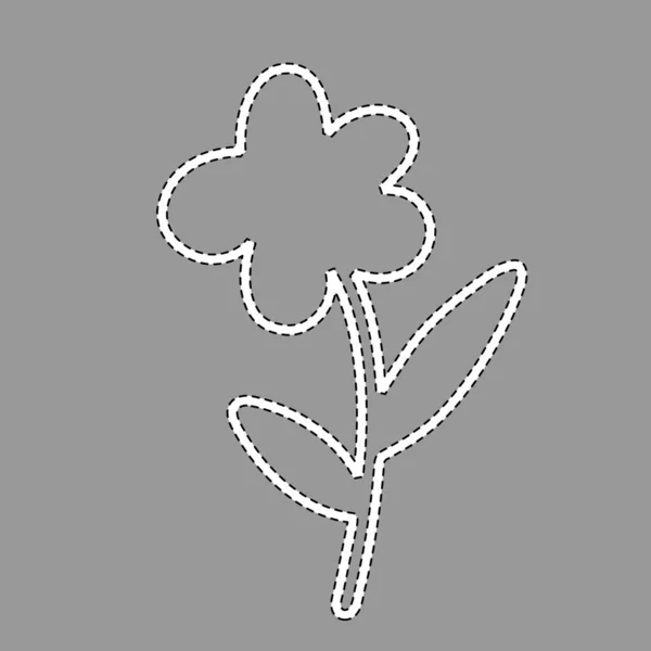 Векторна Наклейка Однієї Білої Квітки Ізольовано Сірому Фоні — стоковий вектор