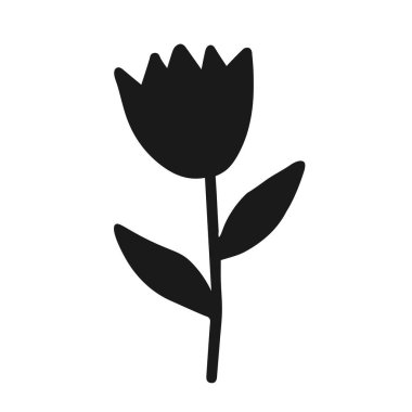 Koyu gri bir lale veya beyaz bir arka planda izole edilmiş çan çiçeğine ait bir Vektör çıkartması.