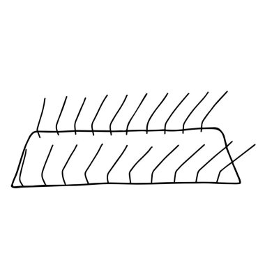 Siyah bir el, beyaz bir arkaplanda izole edilmiş bulaşık rafı kurutma makinesinin düz vektör çizimi