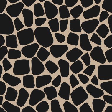 Elle çizilmiş gri taşlardan ya da bej arka planda izole edilmiş figürlerden oluşan pürüzsüz bir vektör deseni. Zürafa