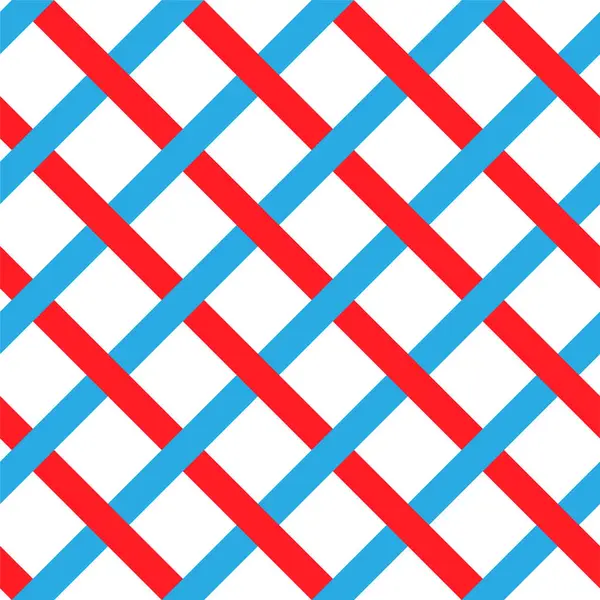 Vector Naadloos Patroon Van Rode Blauwe Abstracte Geometrische Strepen Raster — Stockvector