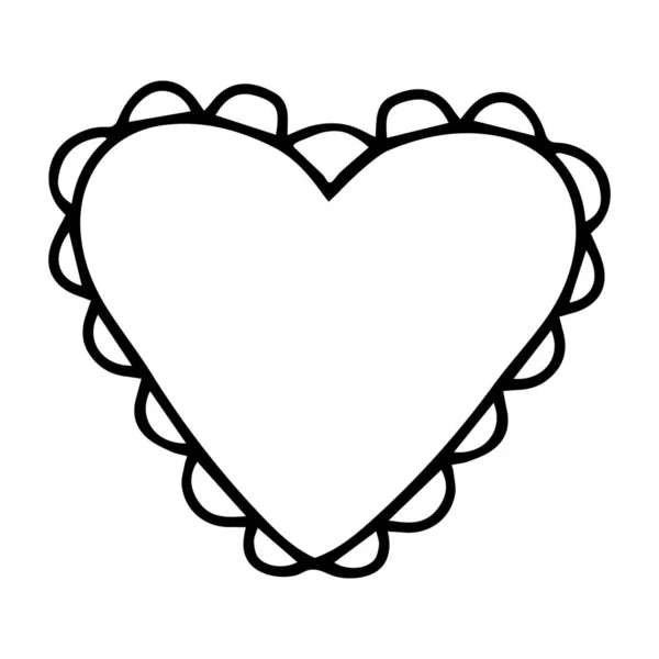 Illustration Vectorielle Noire Oreiller Forme Coeur Isolé Sur Fond Blanc — Image vectorielle
