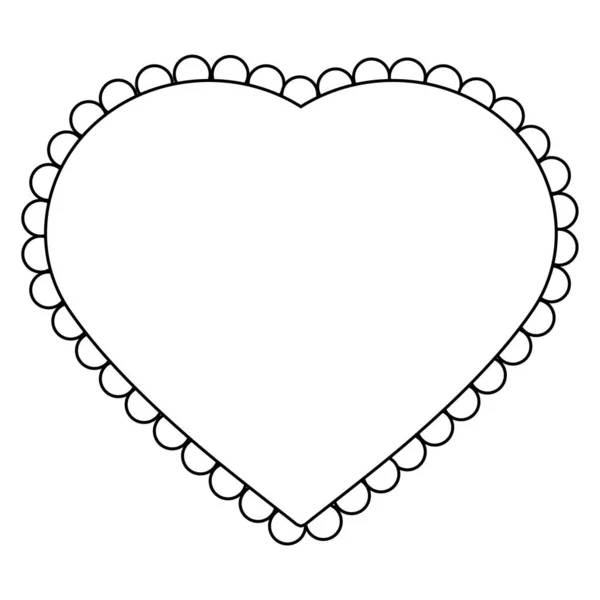 Černý Vektorový Obrys Ilustrace Srdce Tvaru Polštáře Izolované Bílém Pozadí — Stockový vektor