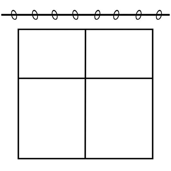 Ein Schwarzer Vektorumriss Illustriert Ein Fenster Ohne Vorhänge Isoliert Auf — Stockvektor