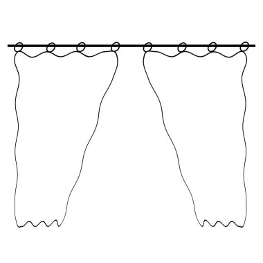 Beyaz arkaplandaki perdelerin Siyah Vektör çizimi