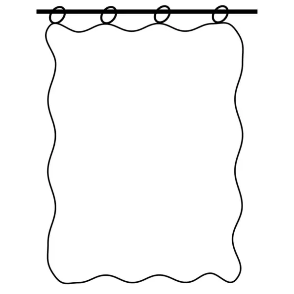 Black Vector Outline Illustration Curtains White Background — Stock Vector