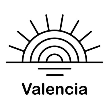 Güneşin güneş batarken beyaz bir zemin üzerinde Valencia harfleriyle izole edilmiş siyah bir yansıması.