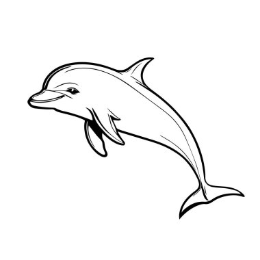 Çocuklar için boyama kitabı için beyaz bir zemin üzerinde komik yunusların el çizimi güzel bir çizimi.