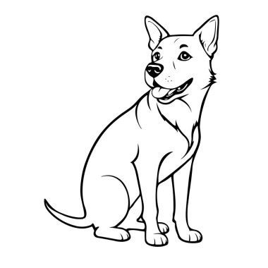 Çocuklar için boyama kitabı için beyaz arka planda komik bir dalmaçyalı köpeğinin el çizimi güzel bir tasviri