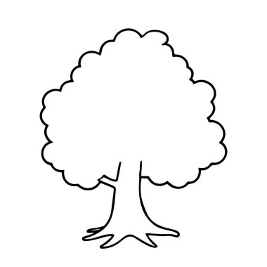 Yazın çocuklar için boyama kitabı için beyaz bir arkaplanda yaprakları olan bir huş ağacının çizim el çizimi tasviri.