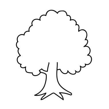 Yazın çocuklar için boyama kitabı için beyaz bir arkaplanda yaprakları olan bir huş ağacının çizim el çizimi tasviri.