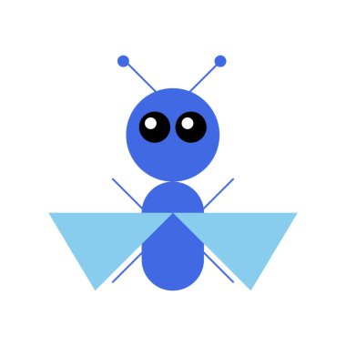 Bir yusufçuğun mavi ve sarı vektör çizimi beyaz arka planda uçuyor.