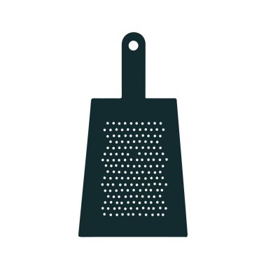 Gri bir el, beyaz arkaplanda izole edilmiş bir rendeleyicinin düz vektör çizimi