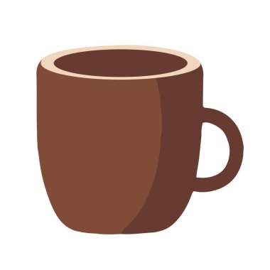 Beyaz arka planda izole edilmiş bir fincan sıcak çay ya da kahvenin kahverengi vektör çizimi