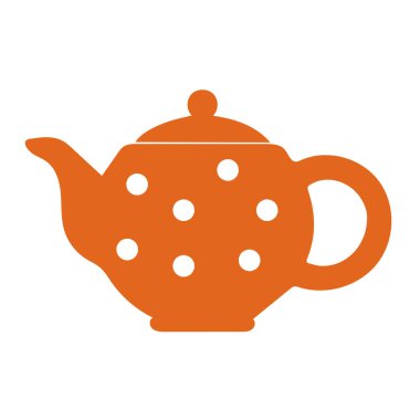 Beyaz arka planda izole edilmiş sıcak çay ya da kahveyle kil çaydanlığın portakal vektör çizimi