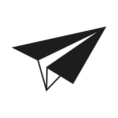 Çocuklar için boyama kitabı için beyaz bir arkaplanda izole edilmiş bir origami kağıt uçağının güzel bir siyah vektör çizimi