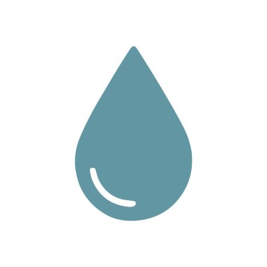 Beyaz zemin üzerinde bir su damlasının güzel bir mavi vektör çizimi