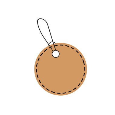 Satış fiyatı için vektör kahverengi yuvarlak kraft tasarımı veya beyaz arkaplanda bir dizgi içeren hediye kartı