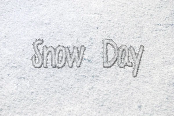 Snow Day Text White Snow Ground Stockbild