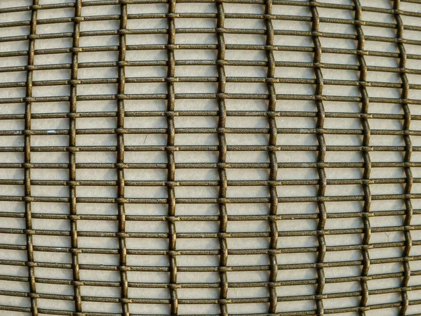 Close Convex Bronze Metal Grid Pattern Wall — Stock Photo, Image