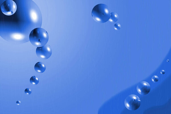 Blue bubble abstract design with faint white thin streaks 