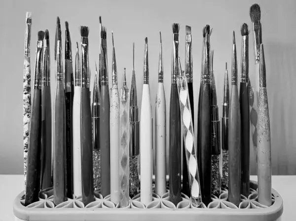 Nail technician brush collection in monochrome effect