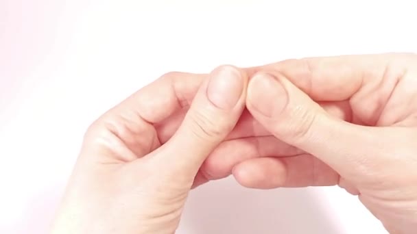 White Spots Female Fingernails Examination Diagnosis State Health Nails Symptoms — Stock Video
