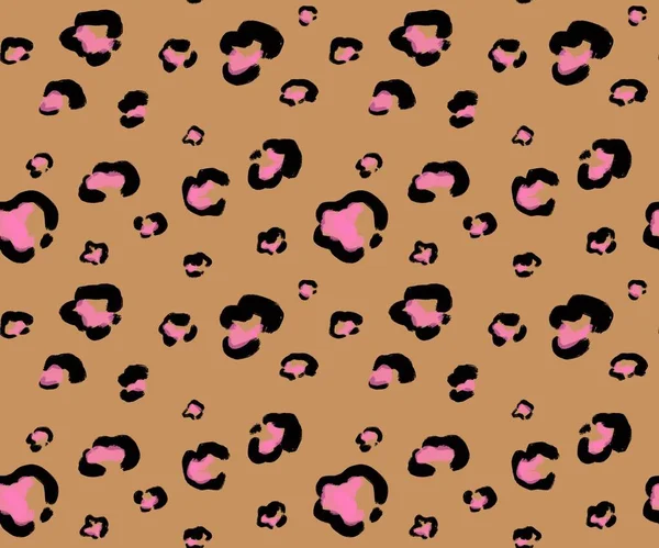 Luipaard Vlekken Naadloze Patroon Illustratie Beige Achtergrond — Stockfoto