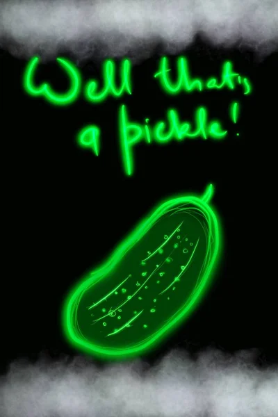 Thats Pickle Slogan Poster Neon Illustration — Foto de Stock