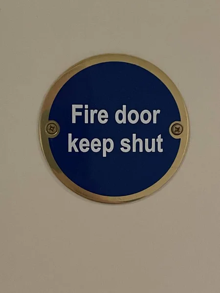 Close Blue Fire Door Sign —  Fotos de Stock