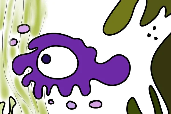 Bonito Olho Subaquático Criatura Mão Desenhado Doodle Ilustração — Fotografia de Stock