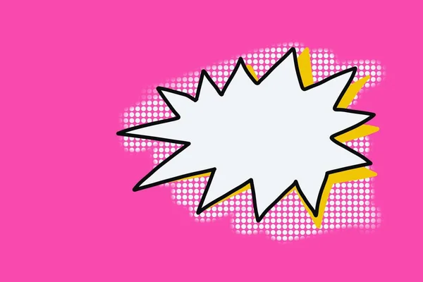 Kézzel Rajzolt Pop Art Beszéd Buborék Rózsaszín Háttér Illusztráció — Stock Fotó